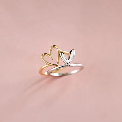 Two Tone Stacked Heart Ring