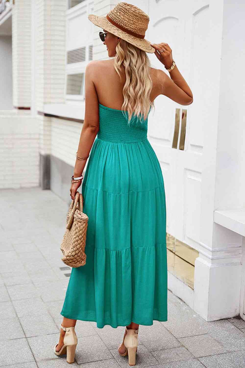 Strapless Tiered Dress with Pockets