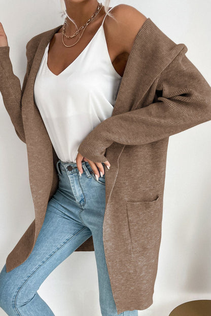 Open Front Hooded Cardigan