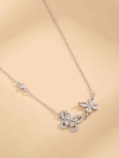 Platinum-Plated Butterfly Necklace