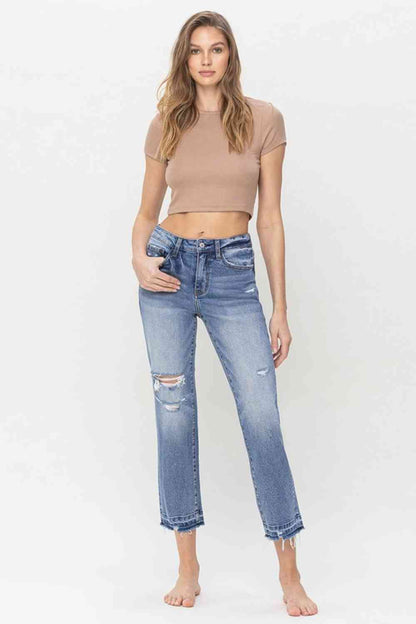 Lena High Rise Crop Straight Jeans