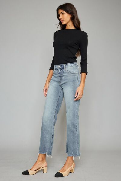 Raw Hem Cropped  Jeans