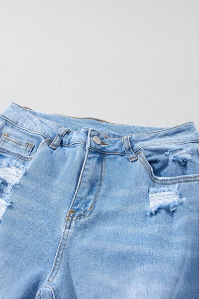 Distressed Raw Hem Jeans