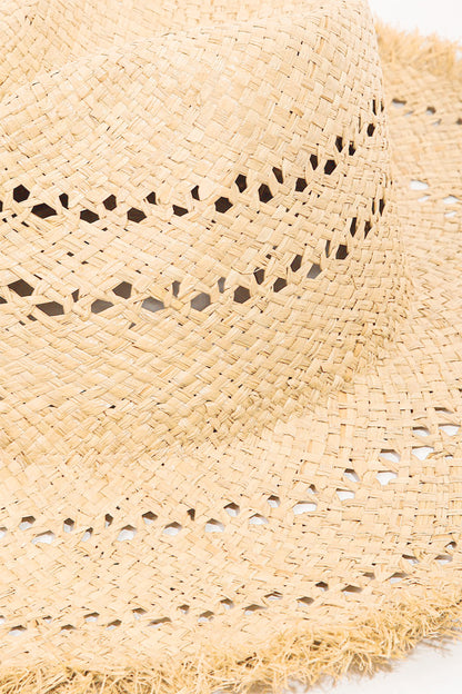 Openwork Raw Hem Weave Hat