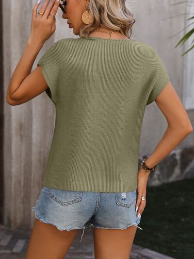 Pocketed Cap Sleeve Sweater