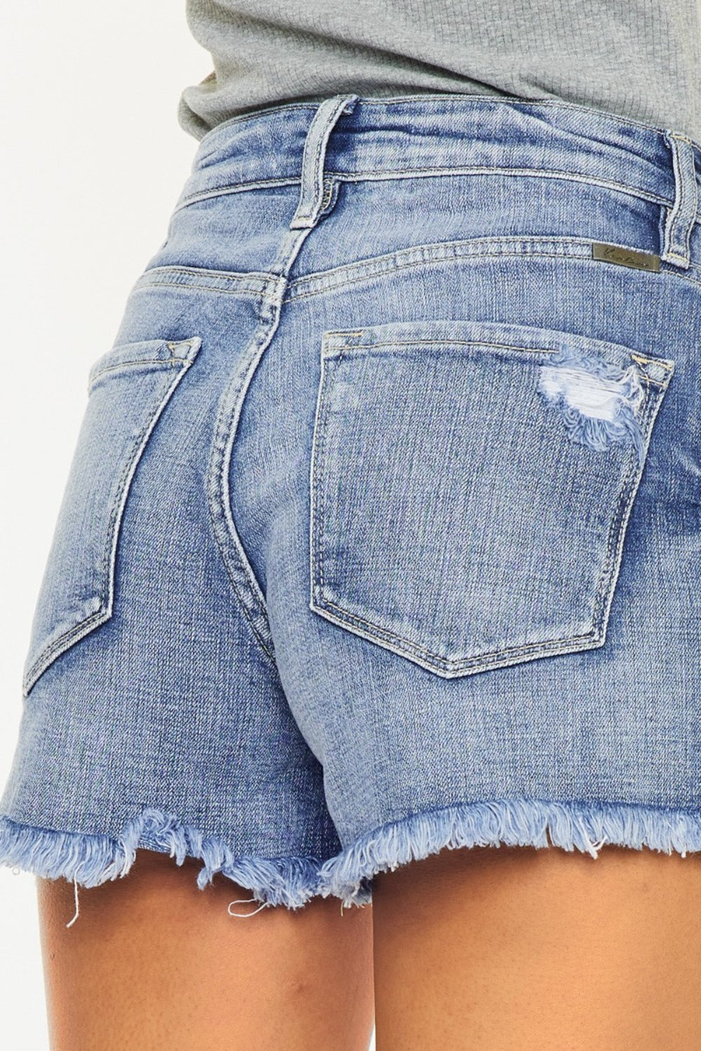 Distressed Raw Hem Denim Shorts