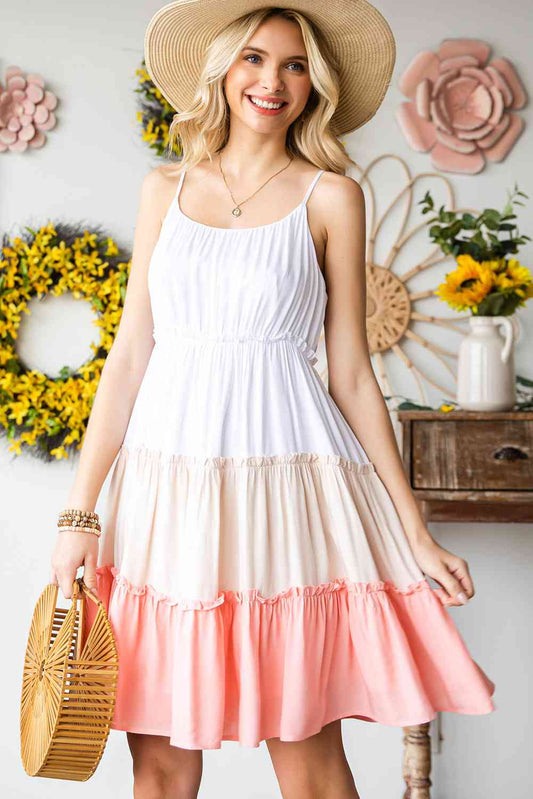 Color Block Frill Trim Dress