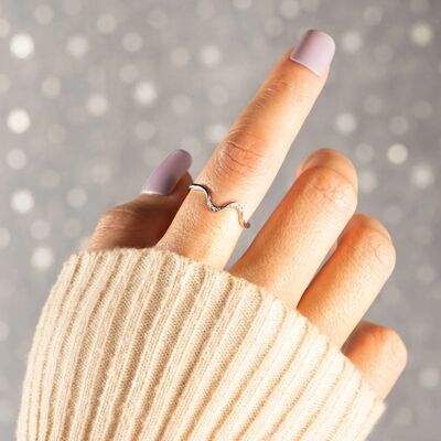 Silver Inlaid Wave Ring