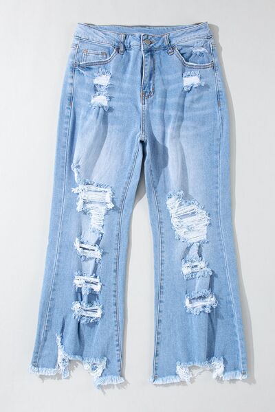 Distressed Raw Hem Jeans