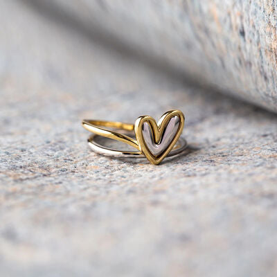 Two Tone Stacked Heart Ring