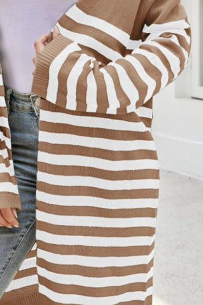 Striped Open Front Cardigan