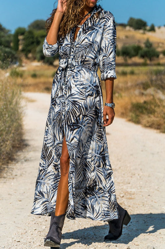 Botanical Maxi Shirt Dress