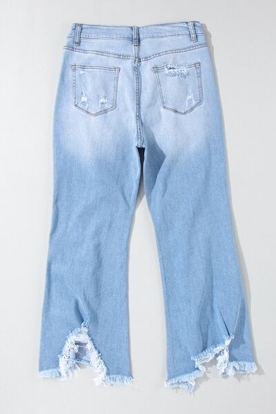 Distressed Raw Hem Jeans