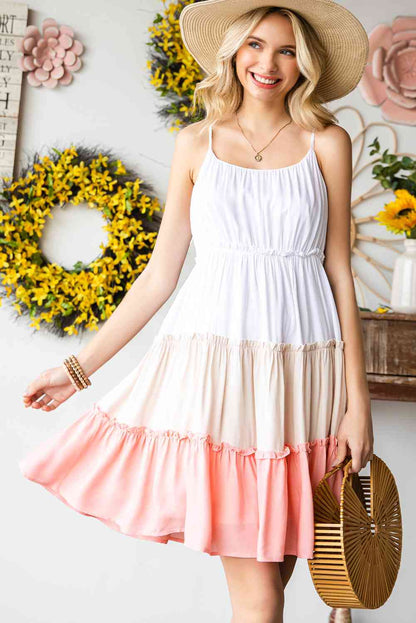 Color Block Frill Trim Dress