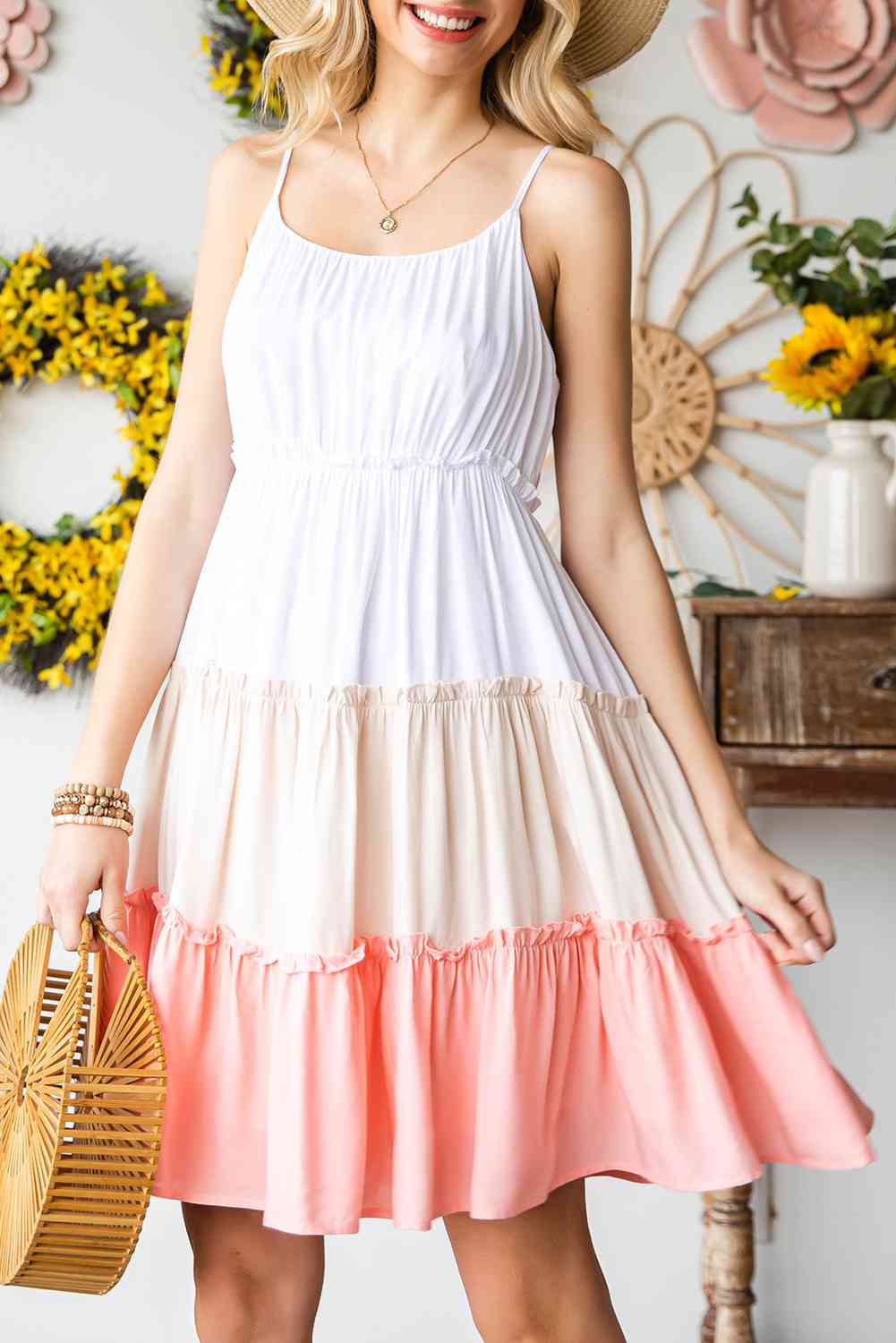 Color Block Frill Trim Dress