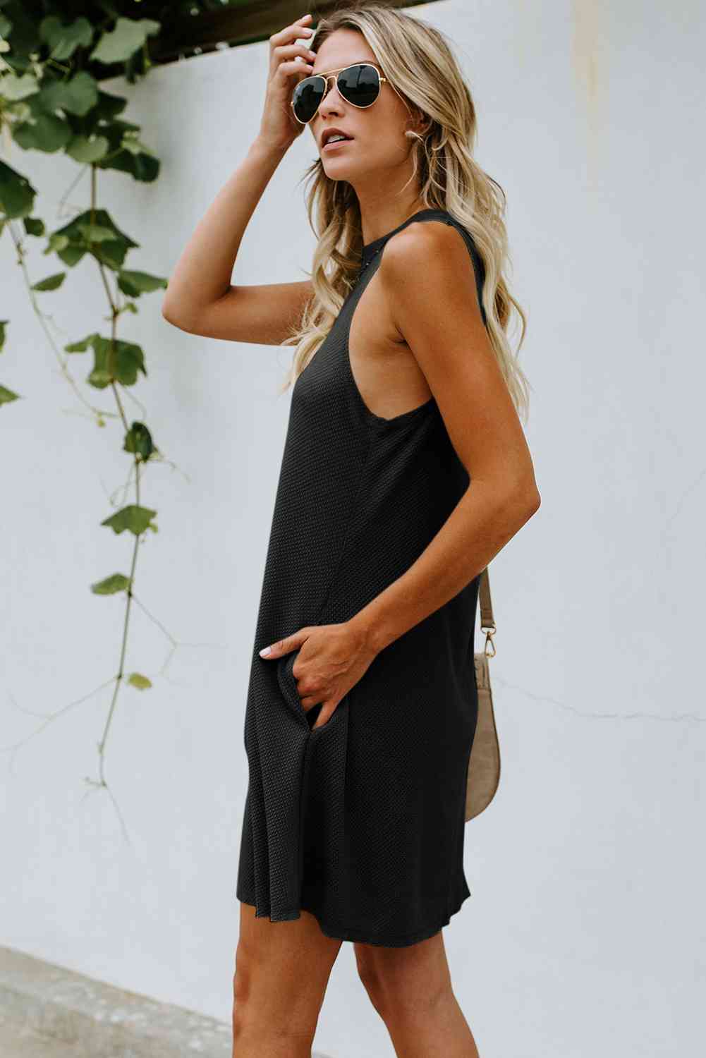 Crisscross Open Back Dress with Pockets