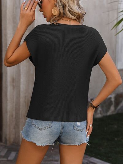 Pocketed Cap Sleeve Sweater