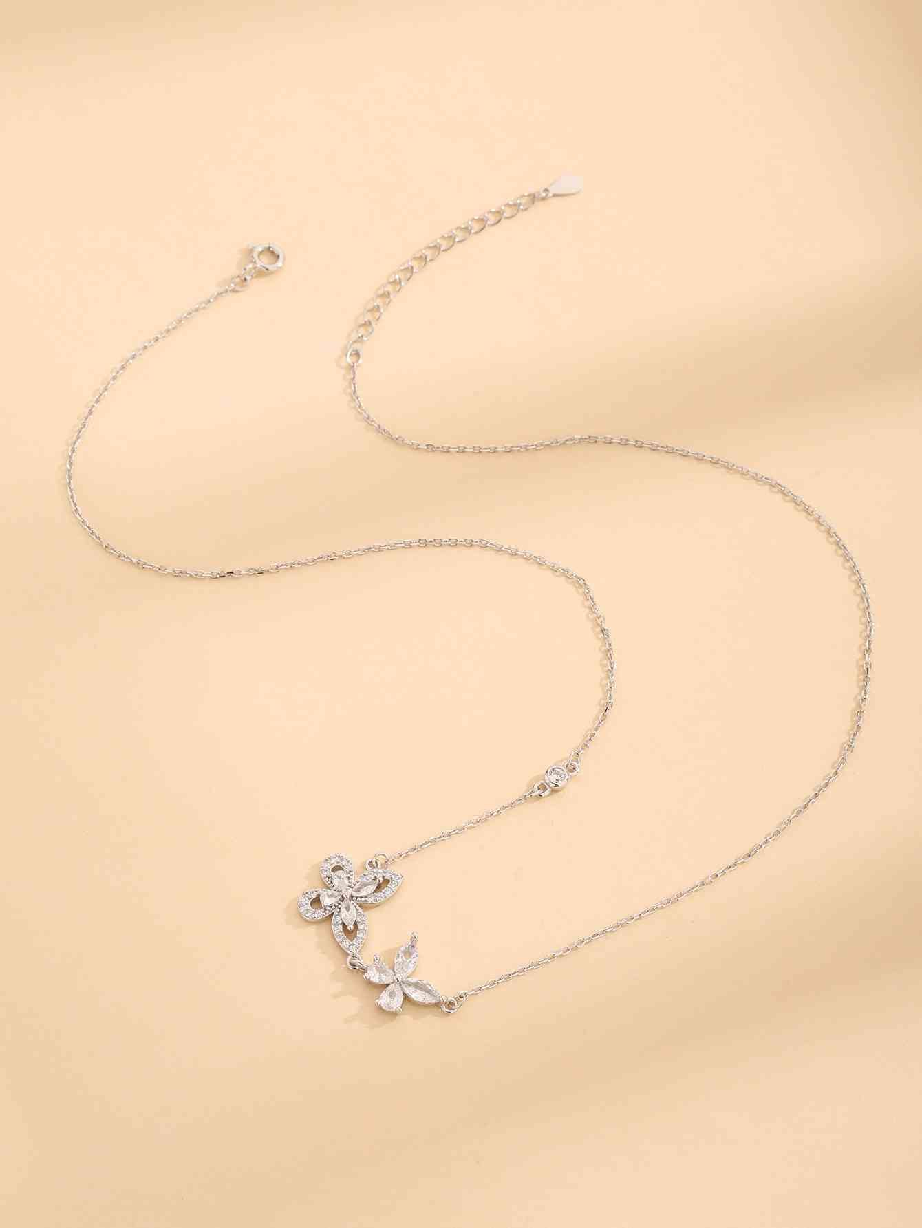 Platinum-Plated Butterfly Necklace