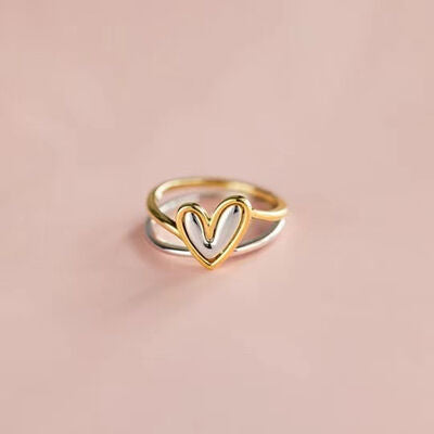 Two Tone Stacked Heart Ring