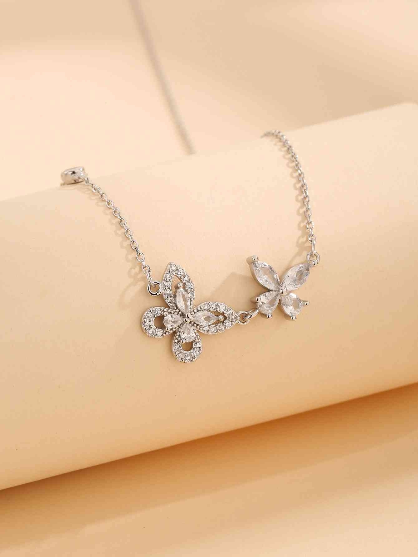 Platinum-Plated Butterfly Necklace