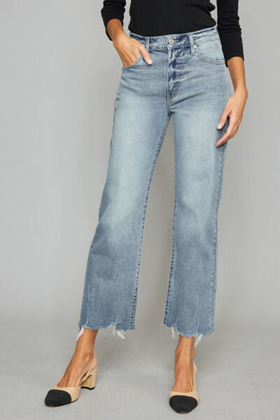 Raw Hem Cropped  Jeans