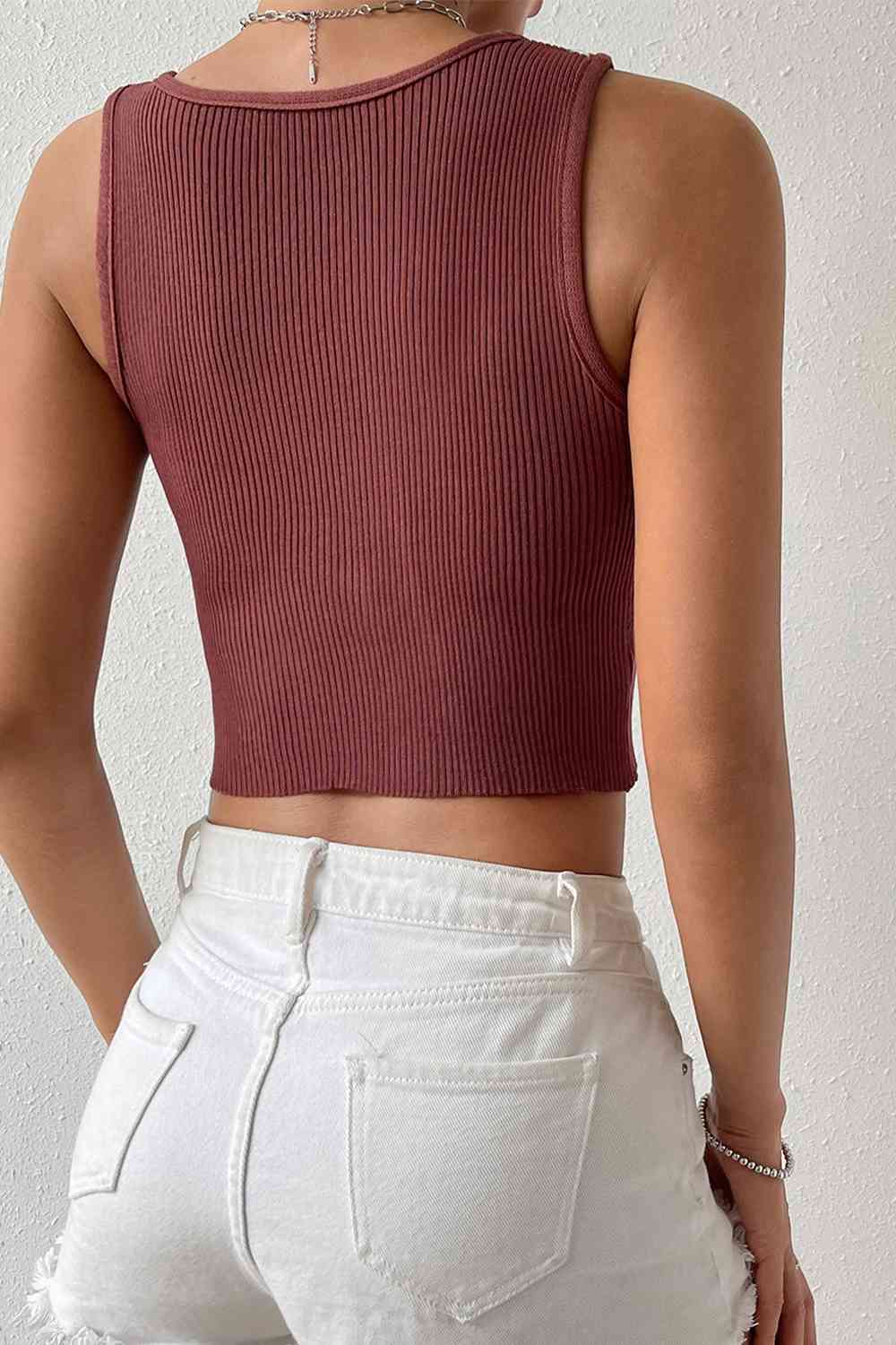 Ribbed Sleeveless Knit Top