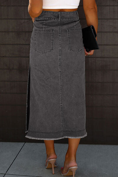 Slit Midi Denim Skirt