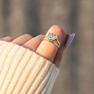 Two Tone Stacked Heart Ring