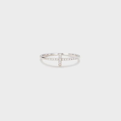 Cross Inlaid Zircon Ring