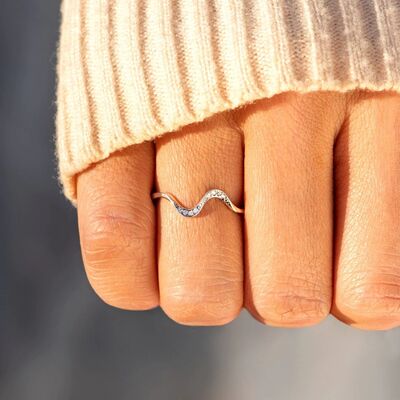 Silver Inlaid Wave Ring