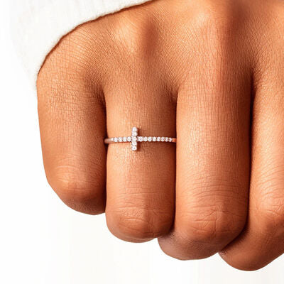 Cross Inlaid Zircon Ring