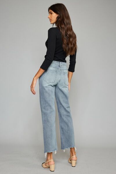 Raw Hem Cropped  Jeans