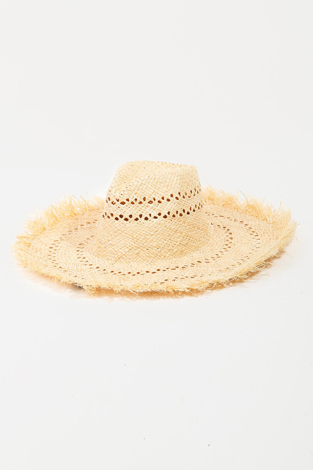 Openwork Raw Hem Weave Hat