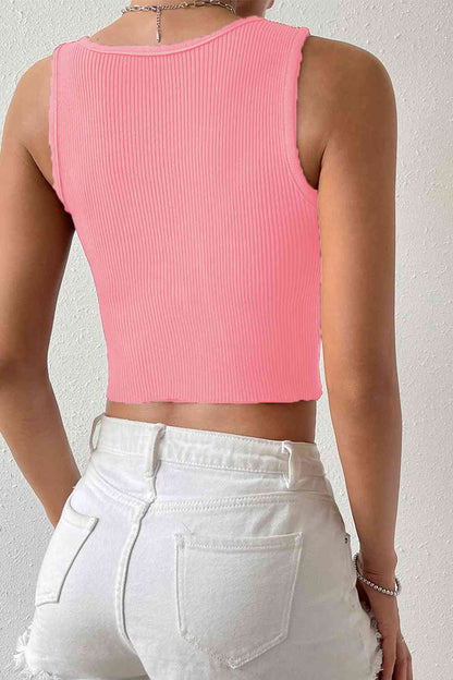 Ribbed Sleeveless Knit Top