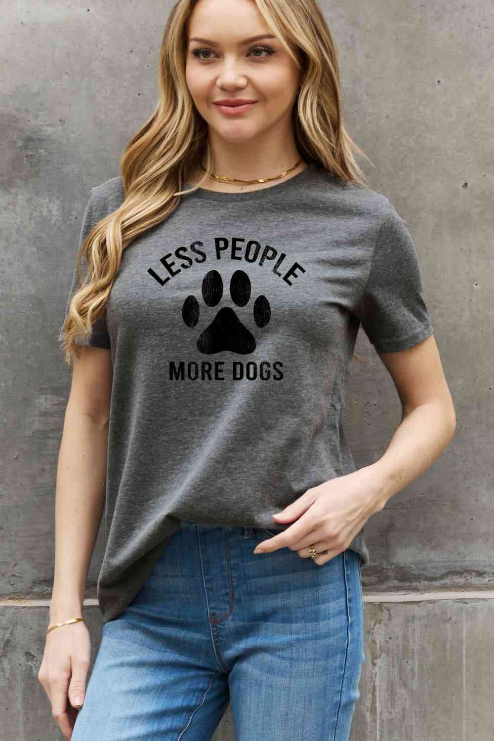 LESS PEOPLE MORE DOGS Graphic Cotton Tee